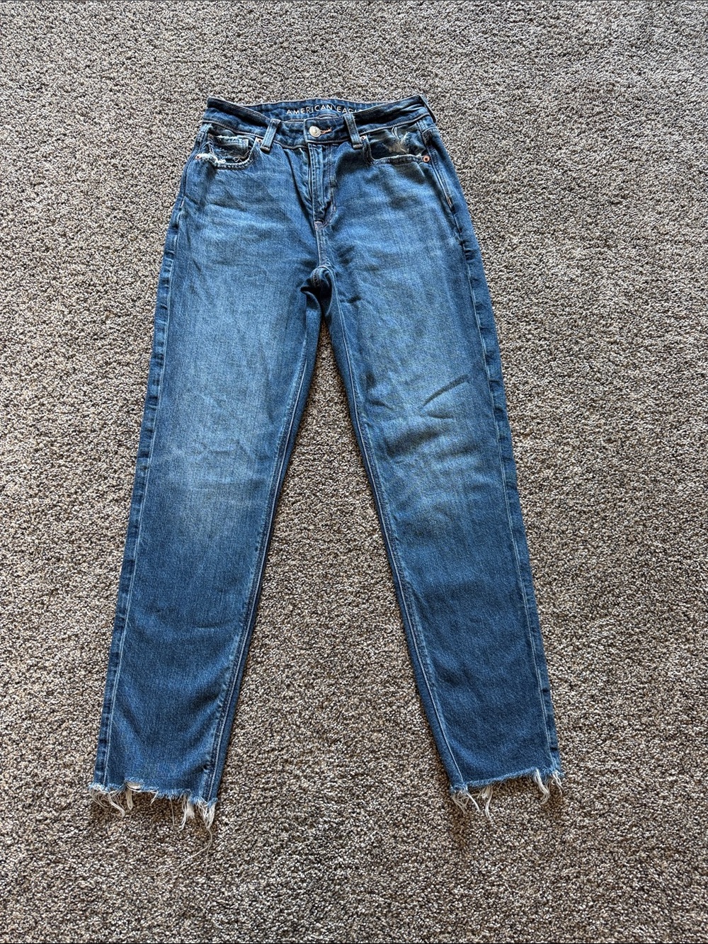 American Eagle Medium Blue Straight-Leg Mom Jeans